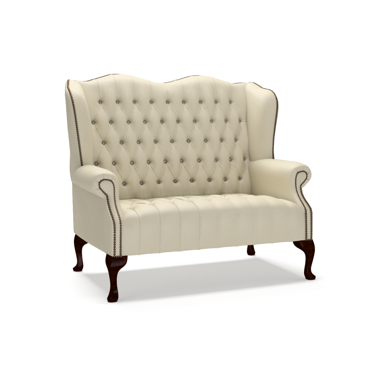 Sofa by Saxon - Stirling 2 Seater Sofa - Hand-Burnished Leather - Birch Ivory - EB London