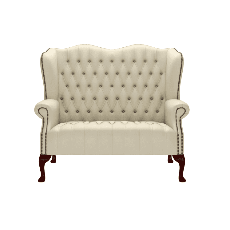 Sofa by Saxon - Stirling 2 Seater Sofa - Hand-Burnished Leather - Birch Ivory - EB London