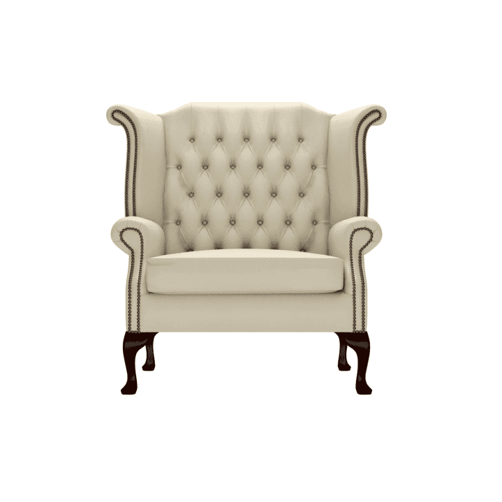 Sofa by Saxon - Heritage Scroll 1.5-Seater Sofa - Handcrafted Leather Chesterfield – Birch Ivory - EB London