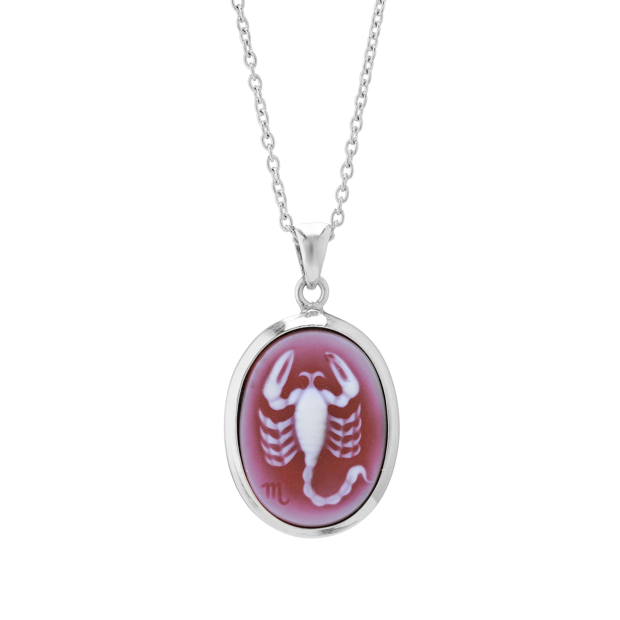 Sterling silver zodiac pendant Scorpio with sardonyx cameo by Deakin & Francis at EB London