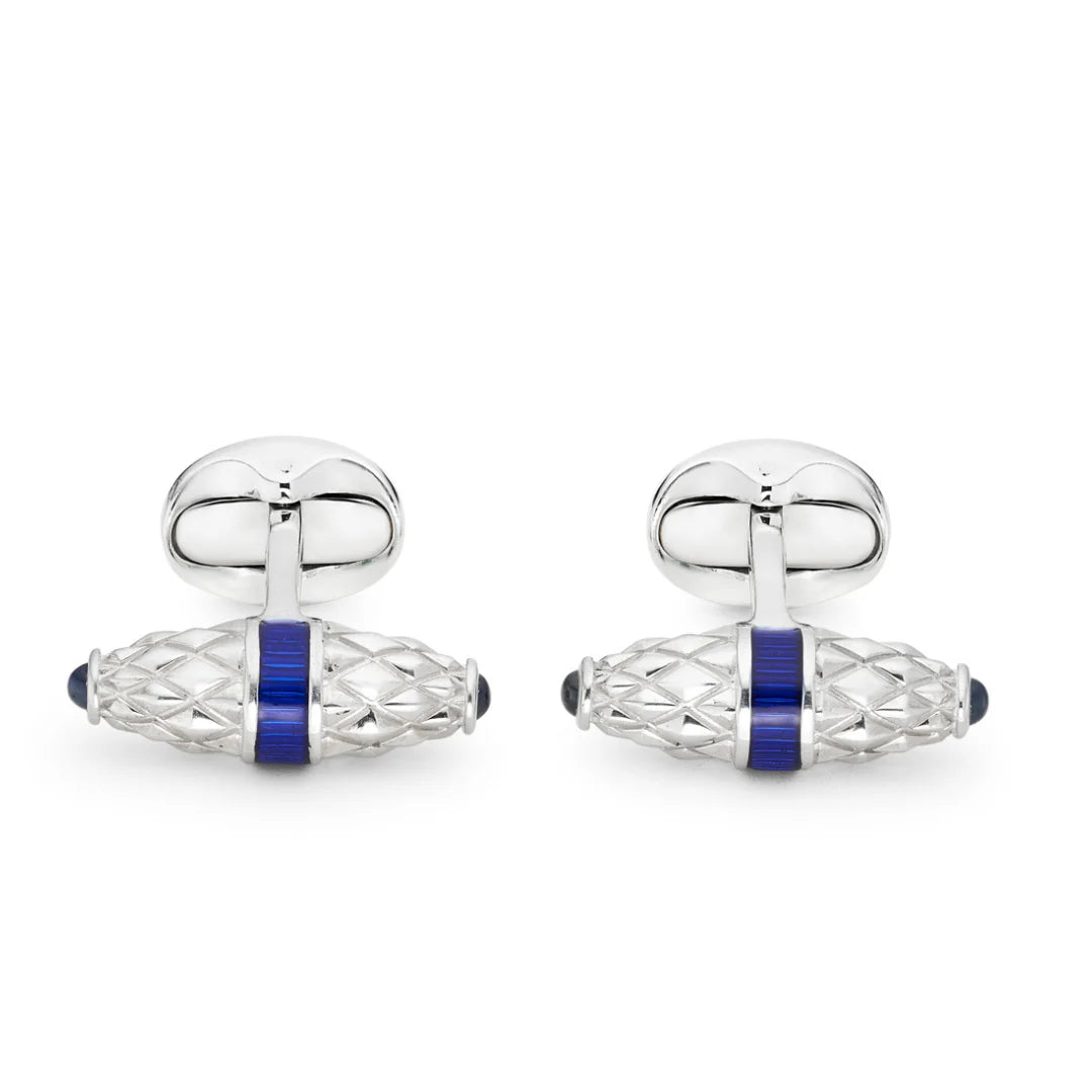 Sterling Silver Bar Cufflinks with Blue Enamel & Sapphire – Deakin & Francis - EB London