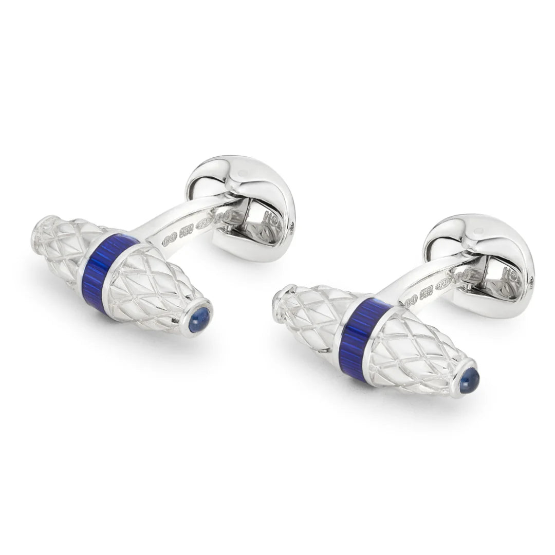 Silver Bar Cufflinks with Blue Enamel & Sapphire – Deakin & Francis - EB London
