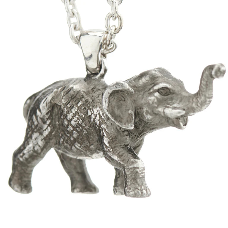 oxidised black elephant pendant with chain by Deakin & Francis at EB London