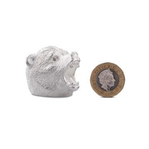 Sterling silver brave bear ring with cognac diamond eyes by Deakin & Francis at EB London