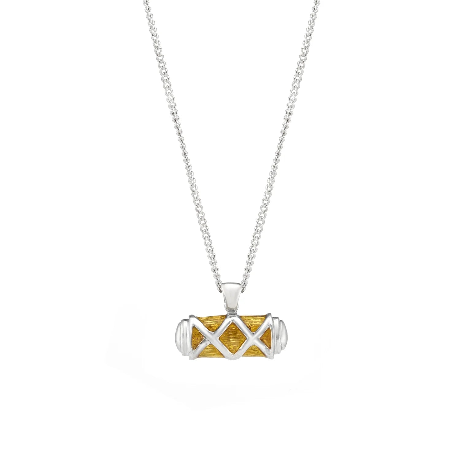 Silver Criss Cross Bar Enamel Yellow Pendant – Deakin & Francis - EB London