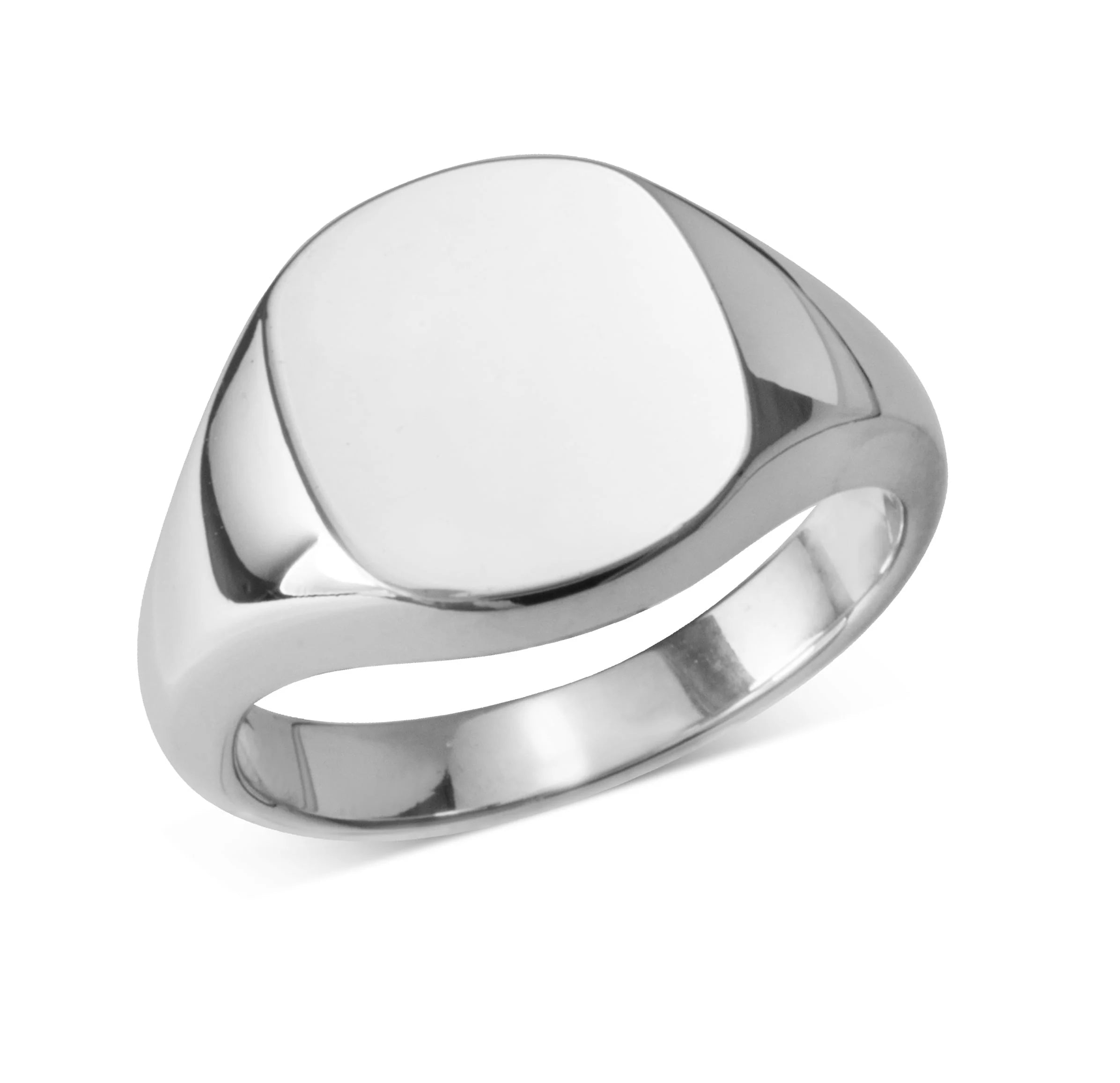 Deakin & Francis sterling silver cushion signet ring, 14x13mm, handcrafted in Birmingham, at EB London