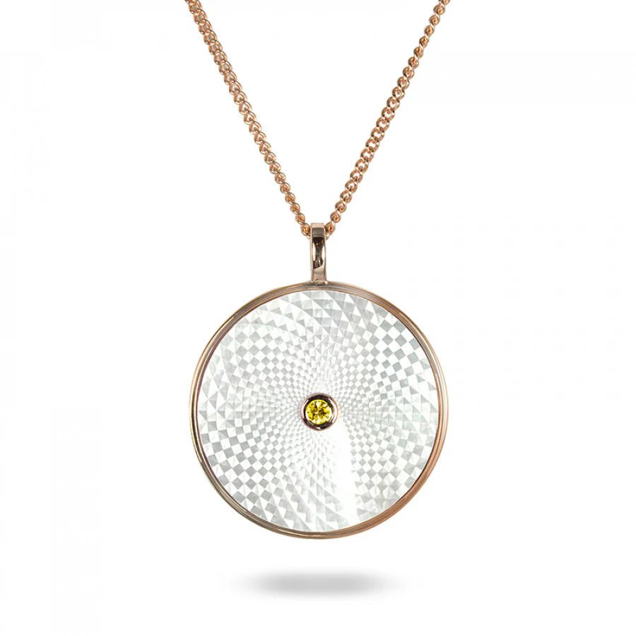 Silver Large Pendant with White Mother - of - Pearl and Yellow Sapphire – Deakin & Francis - EB London