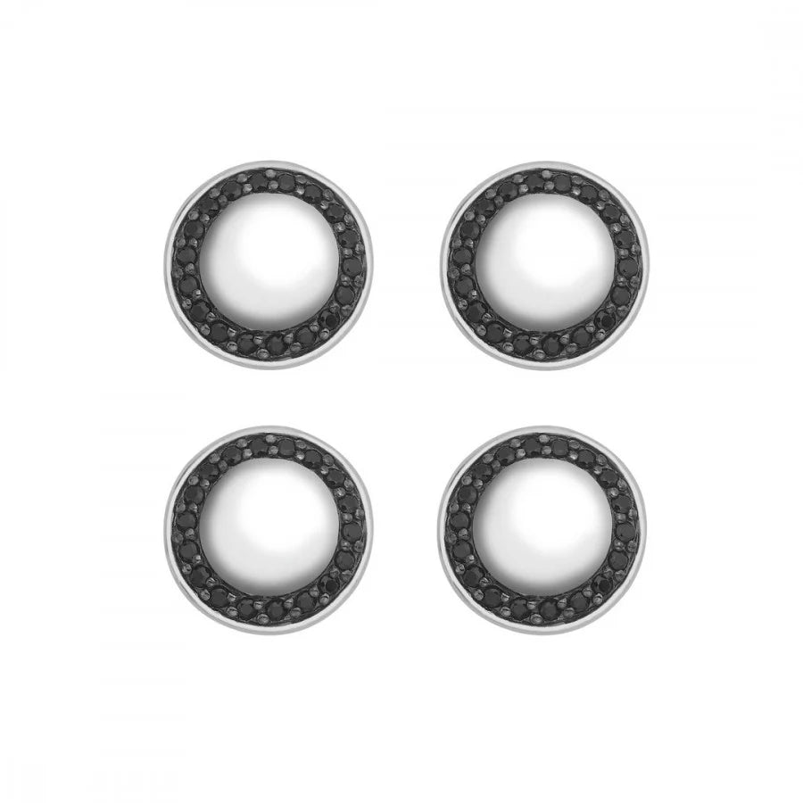 Sterling silver dress set with black spinel border by Deakin & Francis at EB London