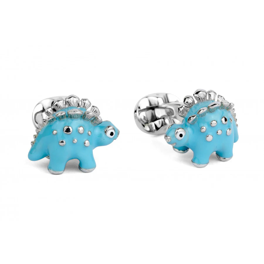 Silver Blue Dinosaur Cufflinks with Enamel - Deakin & Francis | EB London