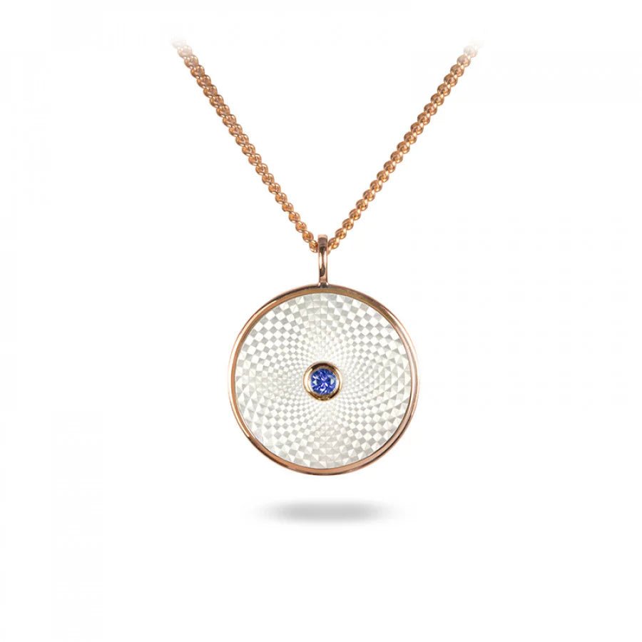 Silver Pendant with White Mother - of - Pearl and Blue Sapphire - Deakin & Francis - EB London