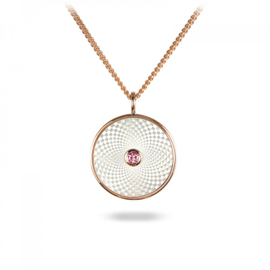 Silver Pendant with White Mother - of - Pearl and Pink Sapphire - Deakin & Francis - EB London