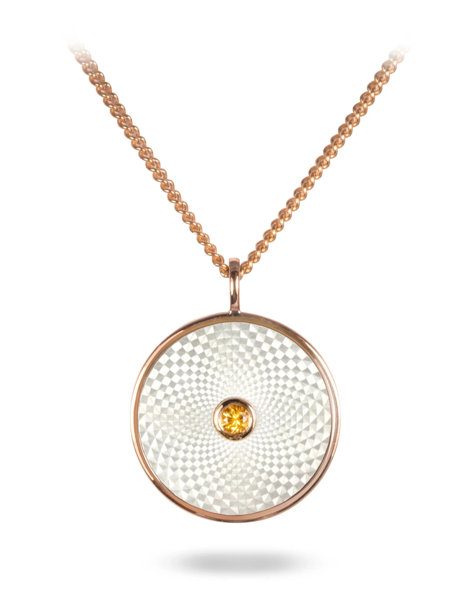 Silver Pendant with White Mother - of - Pearl and Yellow Sapphire - Deakin & Francis - EB London