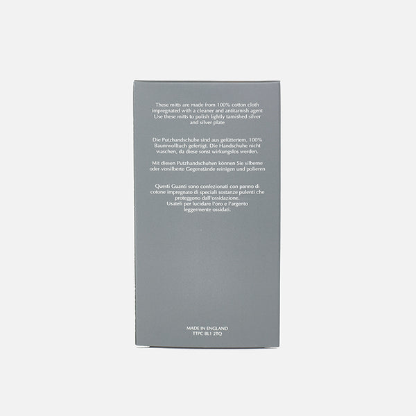 EB London silver polishing mitts with anti-tarnish treatment, lined cotton, single pair