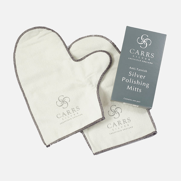 EB London silver polishing mitts with anti-tarnish treatment, lined cotton, single pair