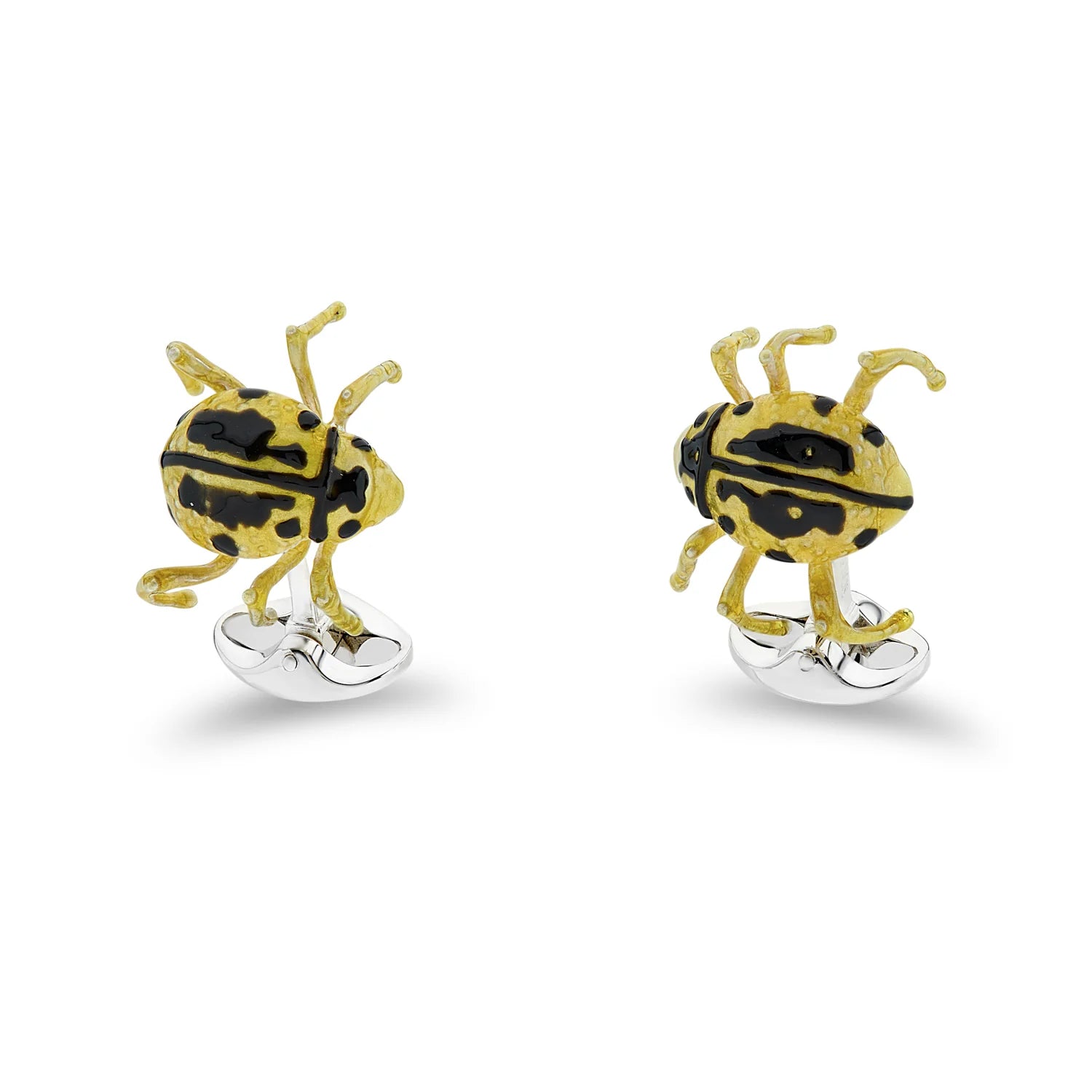 Silver Yellow And Black Tok Tokkie Beetle Cufflinks - Deakin & Francis | EB London
