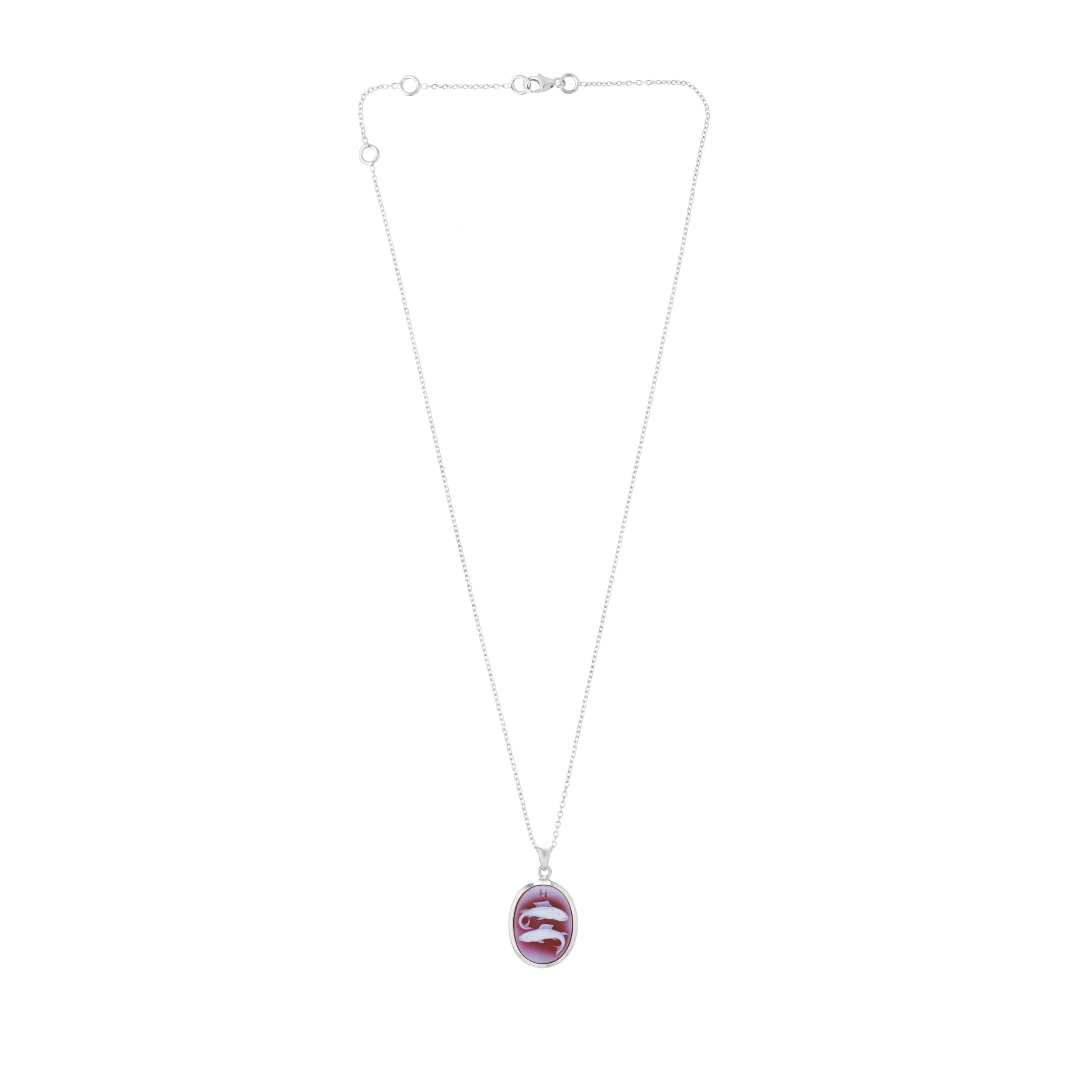 silver zodiac pendant Pisces with sardonyx cameo by Deakin & Francis at EB London