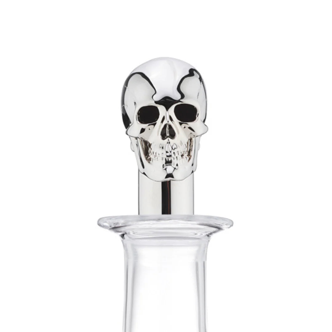 Silver skull wine decanter crystal glass carafe by Deakin & Francis at EB London