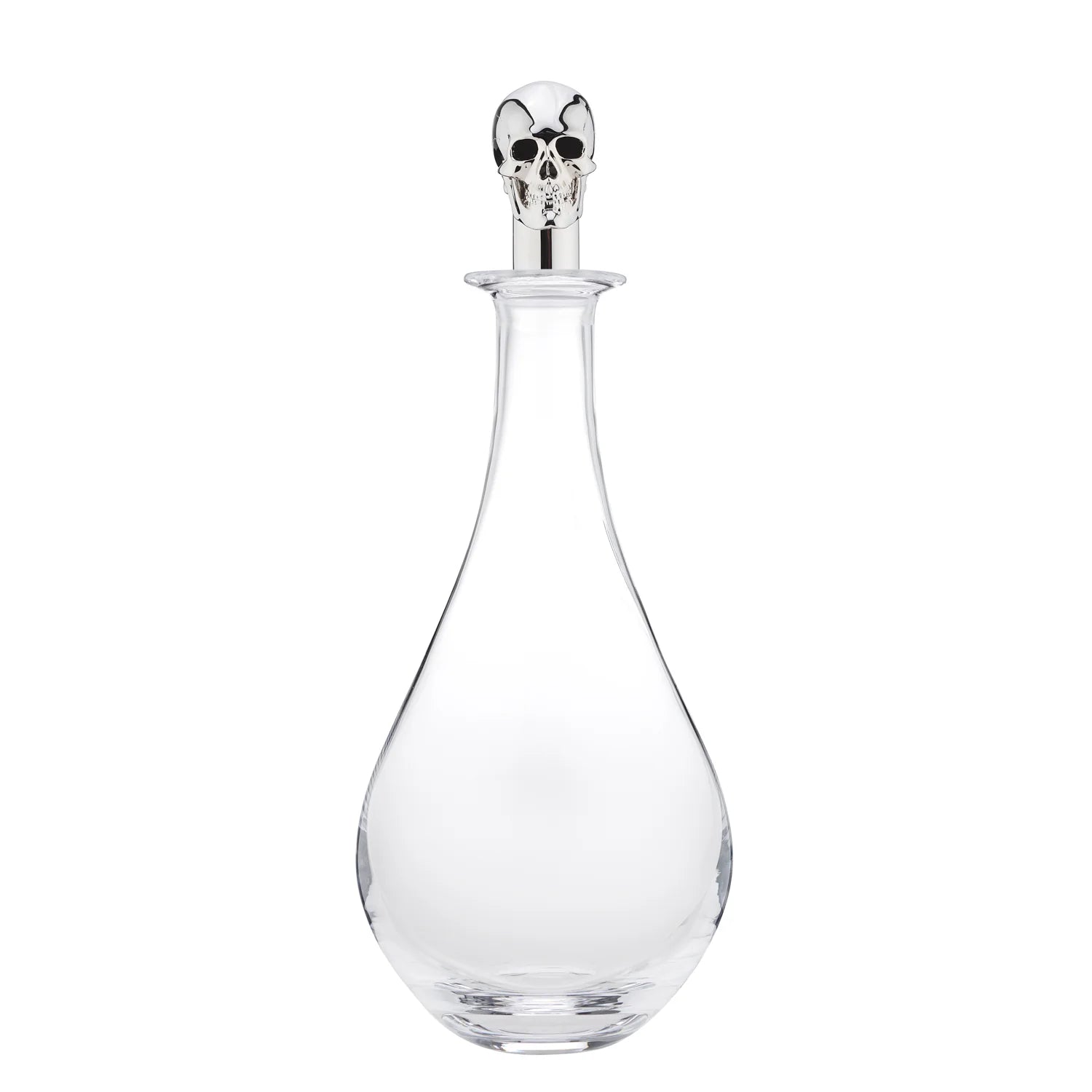 Silver skull wine decanter with crystal glass carafe by Deakin & Francis at EB London