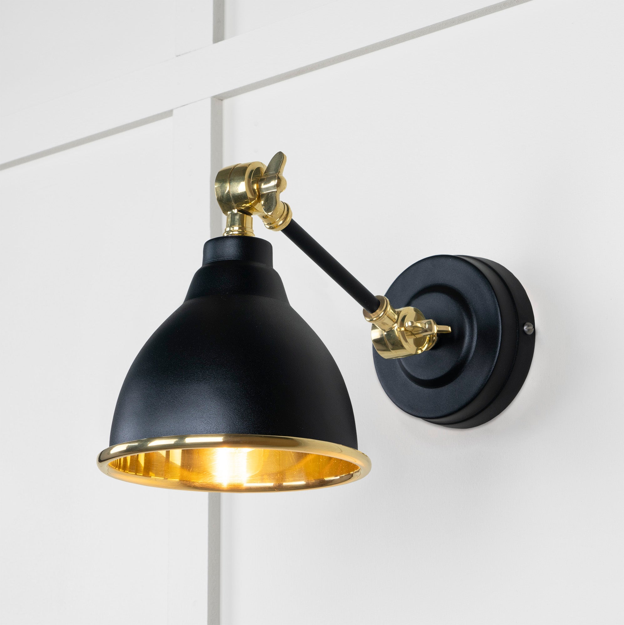 Smooth Brass Brindley Wall Light | Smooth Brass Elan Black - From the Anvil - EB London