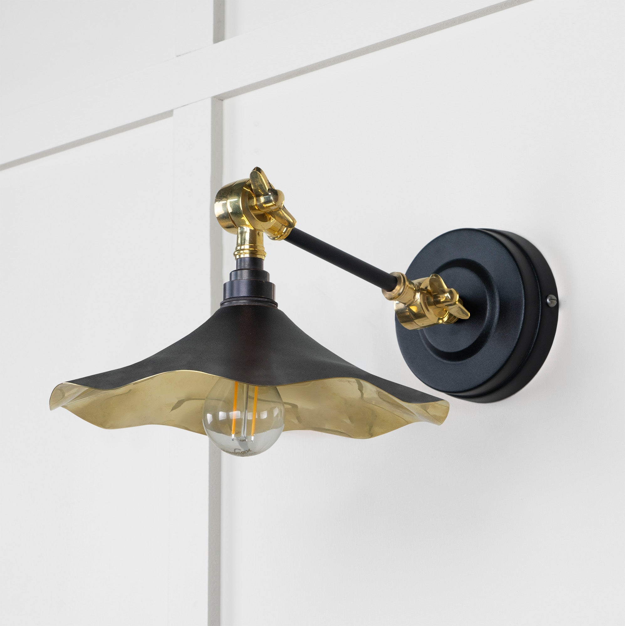Smooth Brass Flora Wall Light | Elan Black - From The Anvil - EB London