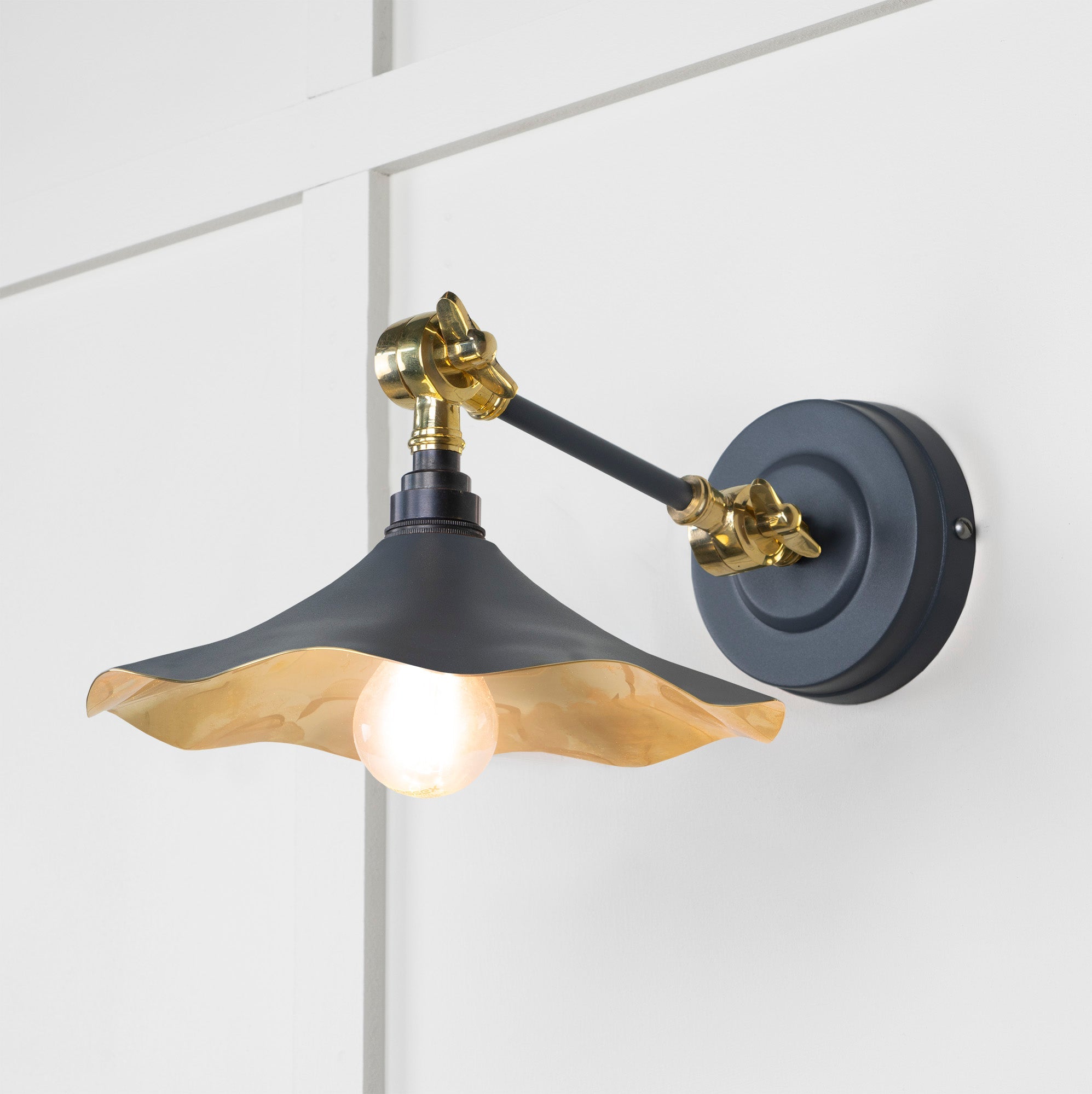 Smooth Brass Flora Wall Light | Slate - From The Anvil - EB London