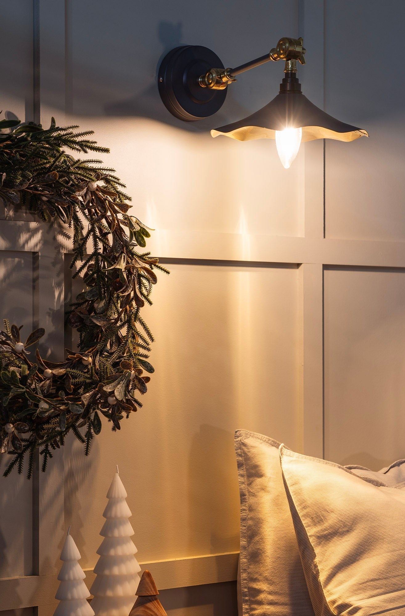 Smooth Brass Flora Wall Light | Slate - From The Anvil - EB London