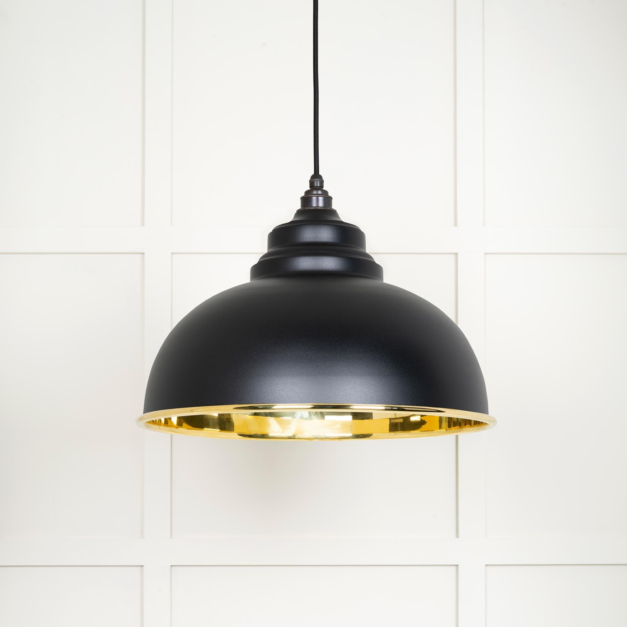 Smooth Brass Harborne Pendant | Elan Black - From The Anvil - EB London