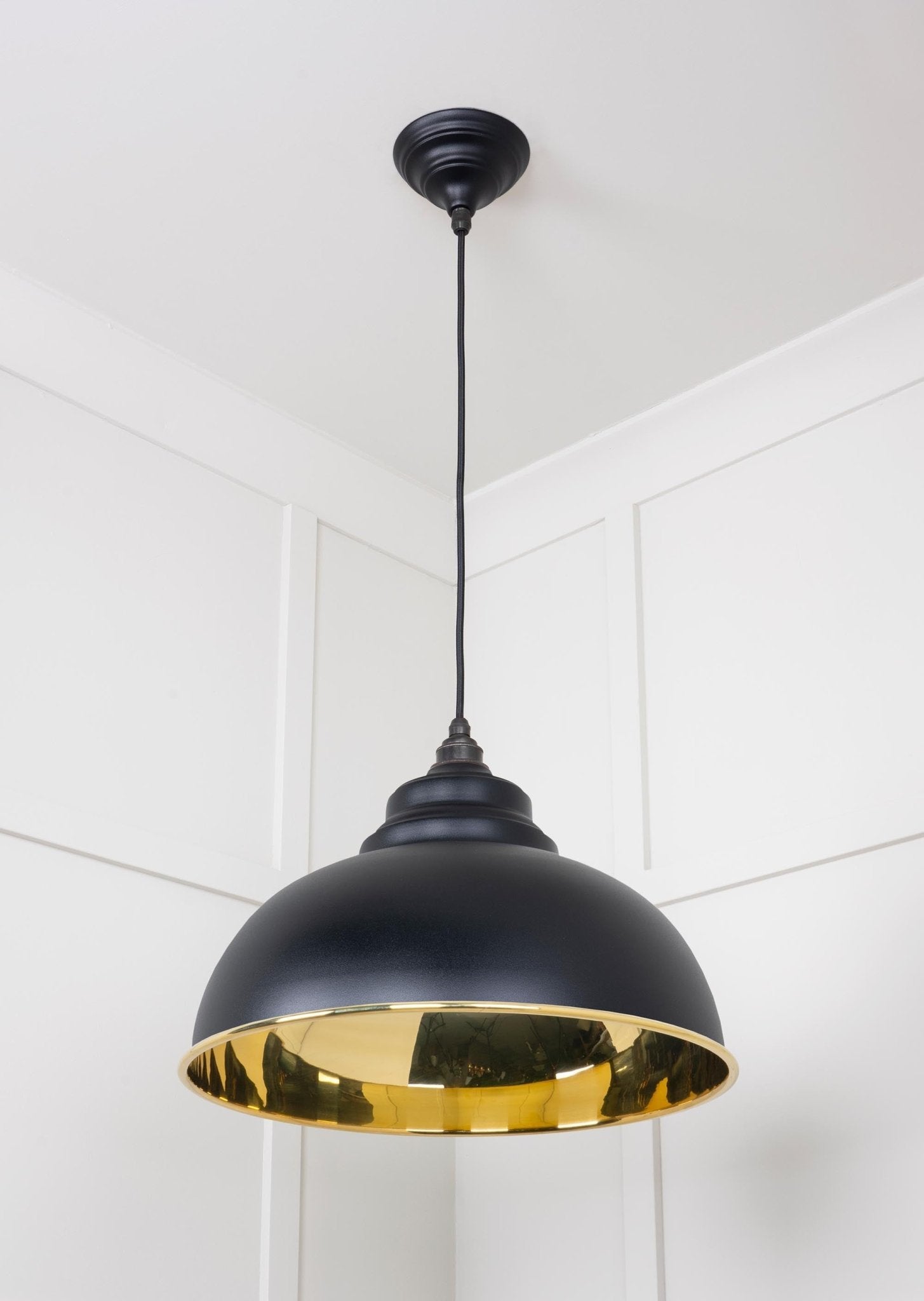 Smooth Brass Harborne Pendant | Elan Black - From The Anvil - EB London