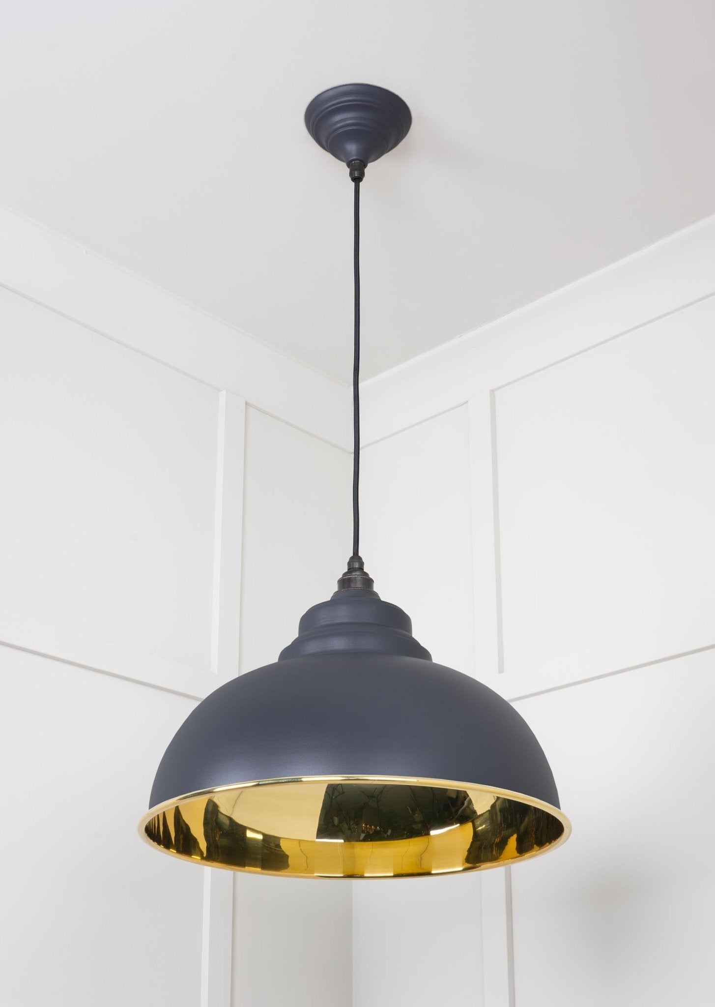 Smooth Brass Harborne Pendant | Slate - From The Anvil - EB London