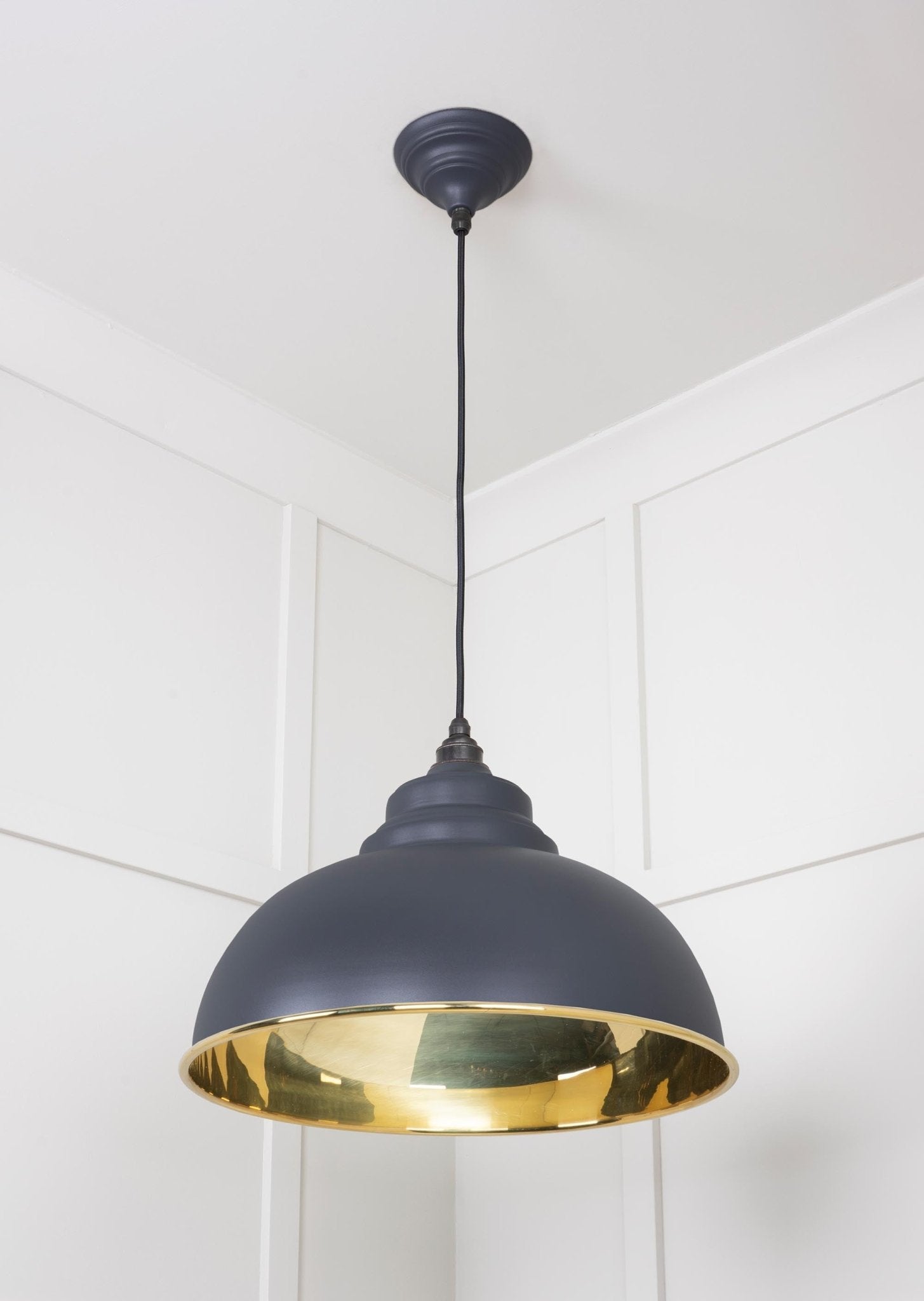 Smooth Brass Harborne Pendant | Slate - From The Anvil - EB London