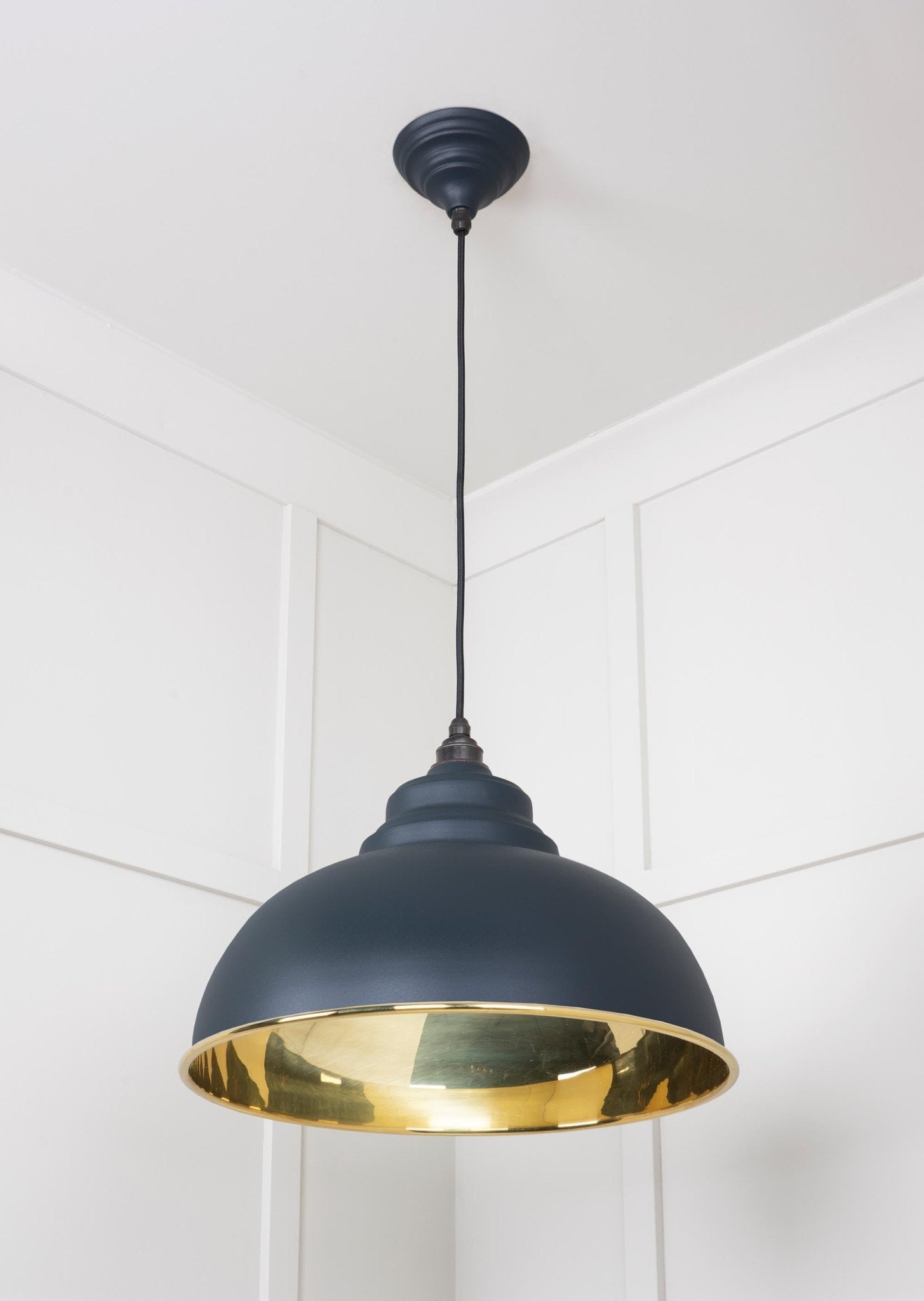 Smooth Brass Harborne Pendant | Soot - From The Anvil - EB London