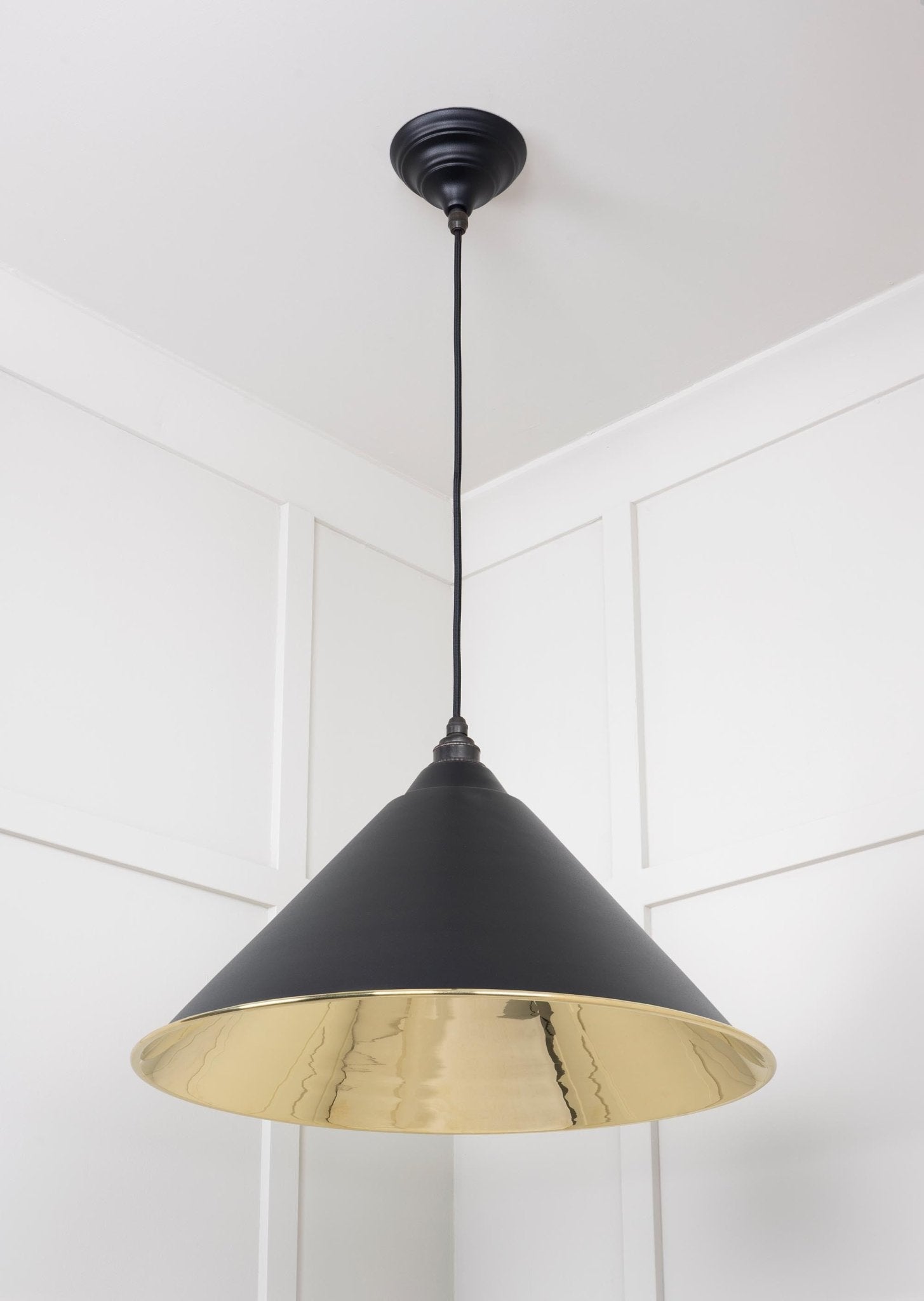 Smooth Brass Hockley Pendant | Elan Black - From The Anvil - EB London