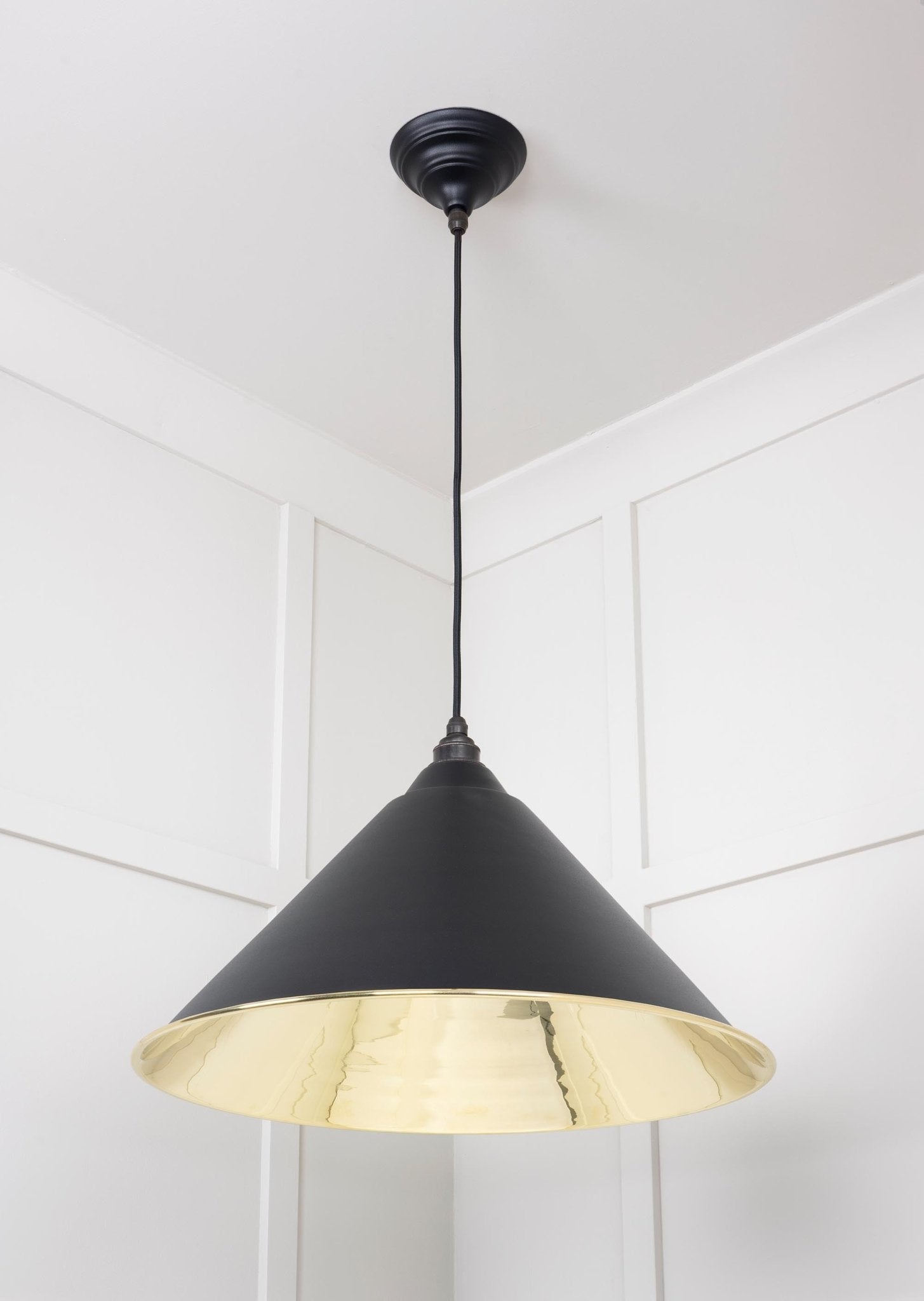 Smooth Brass Hockley Pendant | Elan Black - From The Anvil - EB London