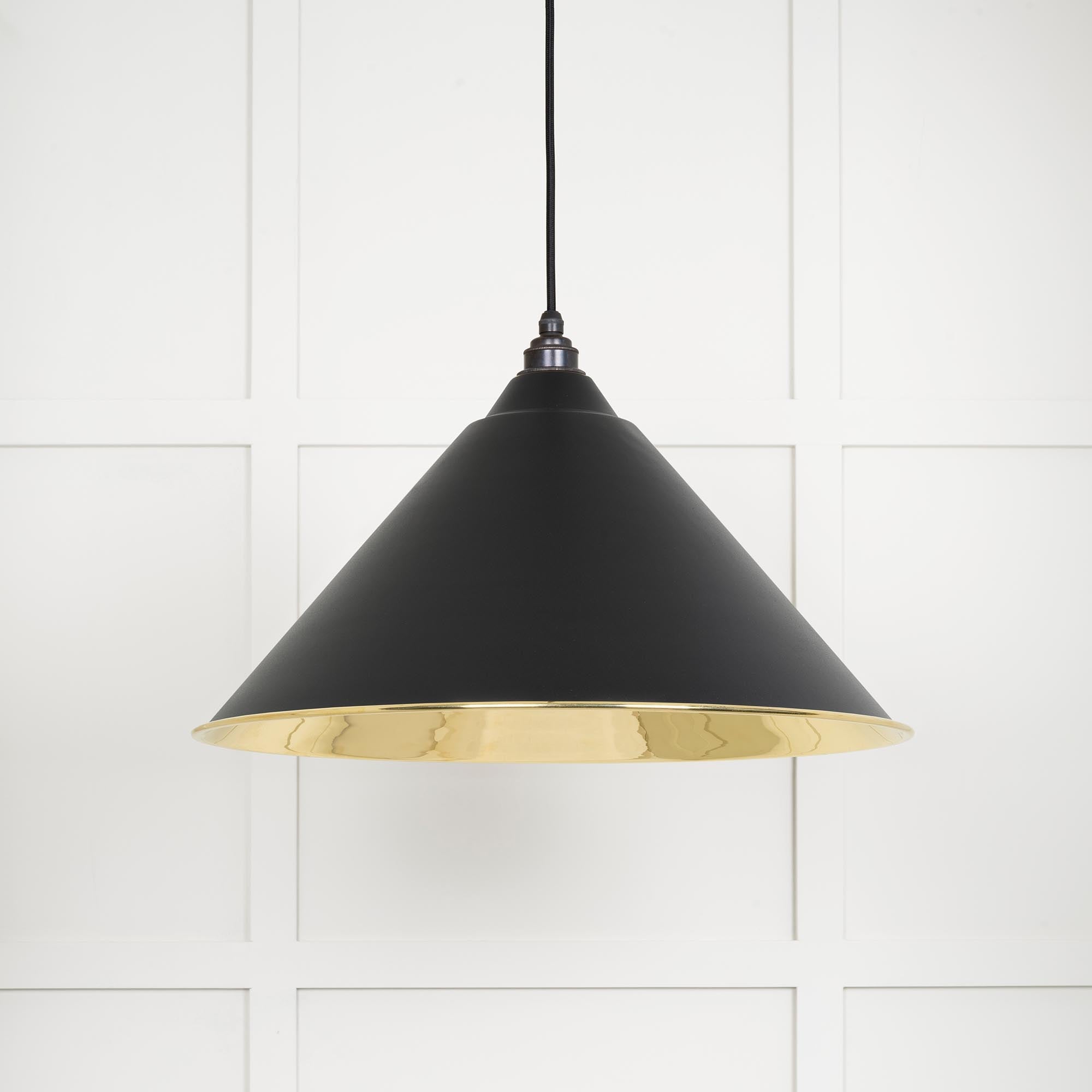 Smooth Brass Hockley Pendant | Elan Black - From The Anvil - EB London