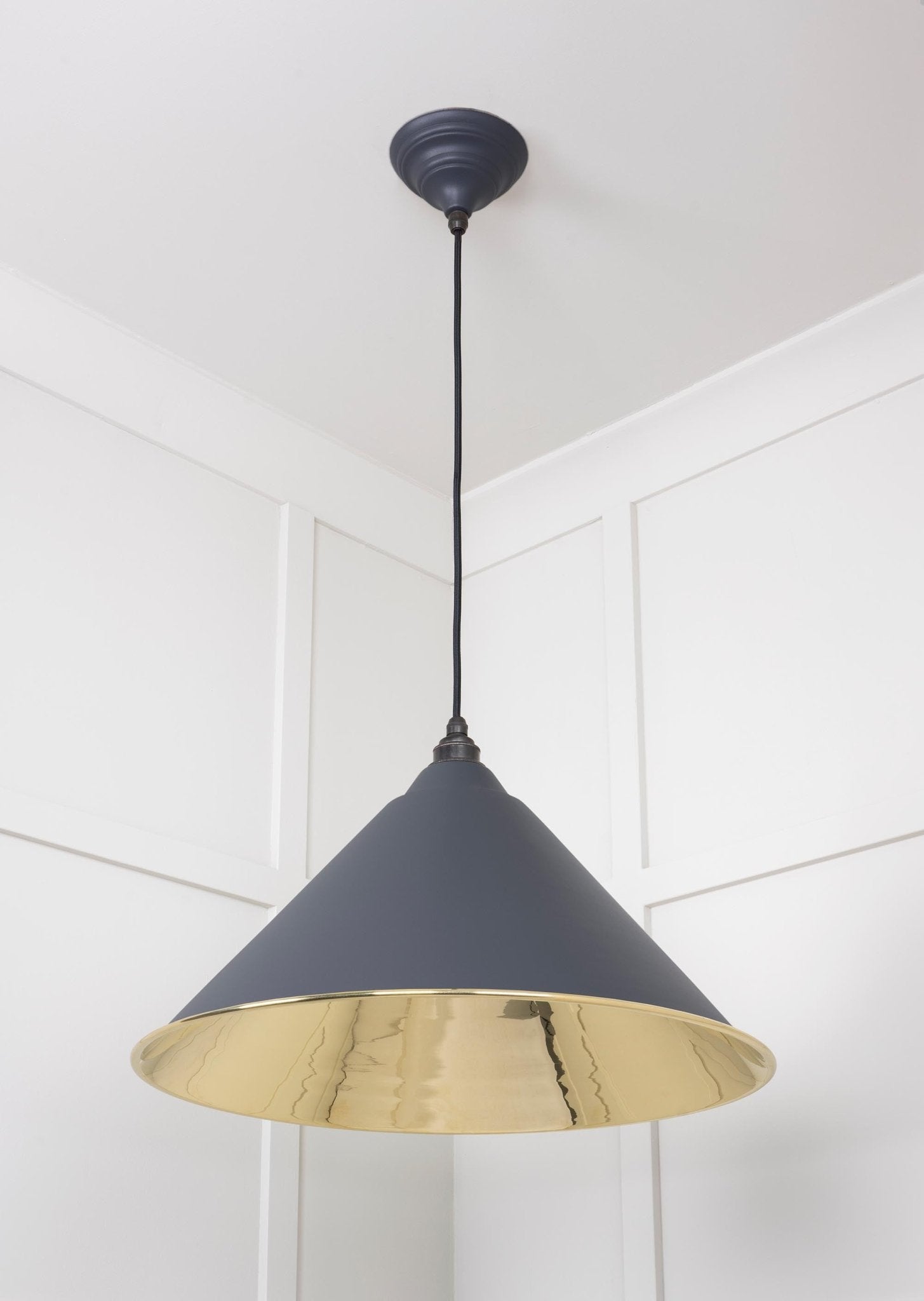 Smooth Brass Hockley Pendant | Slate - From The Anvil - EB London