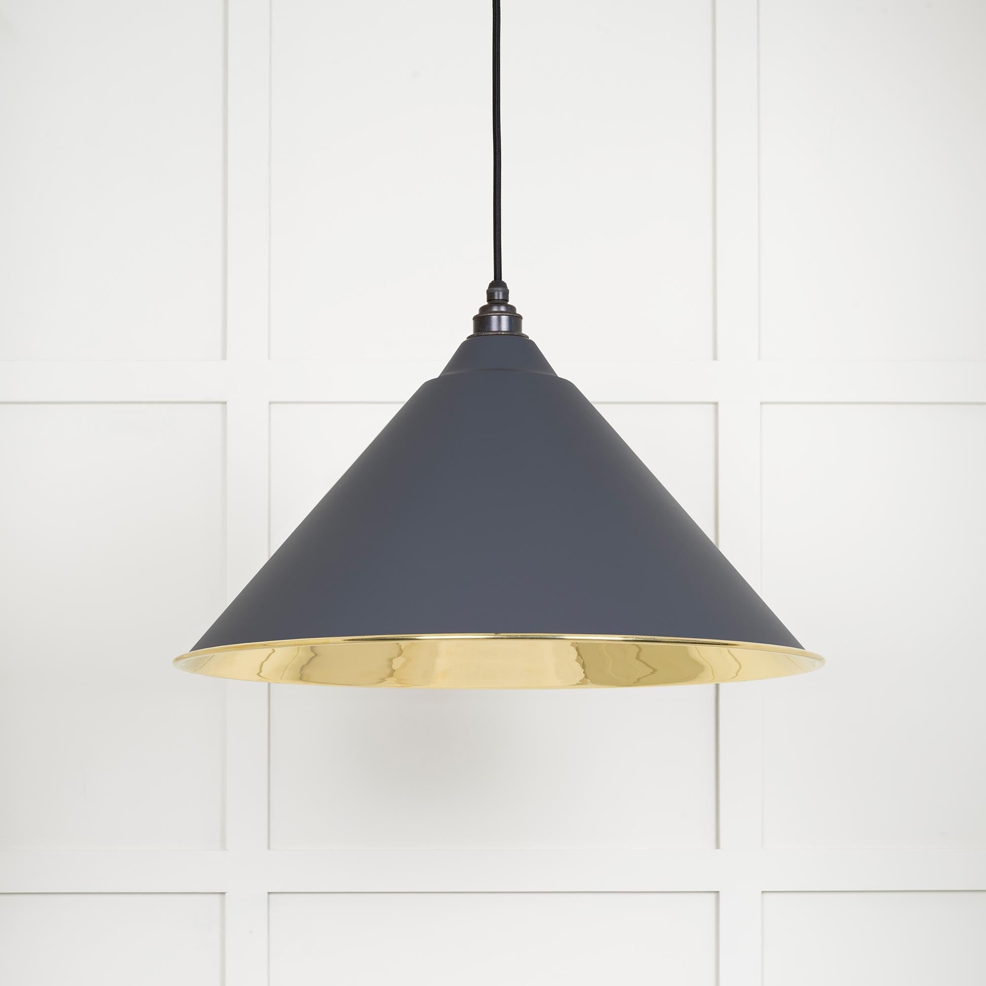 Smooth Brass Hockley Pendant | Slate - From The Anvil - EB London