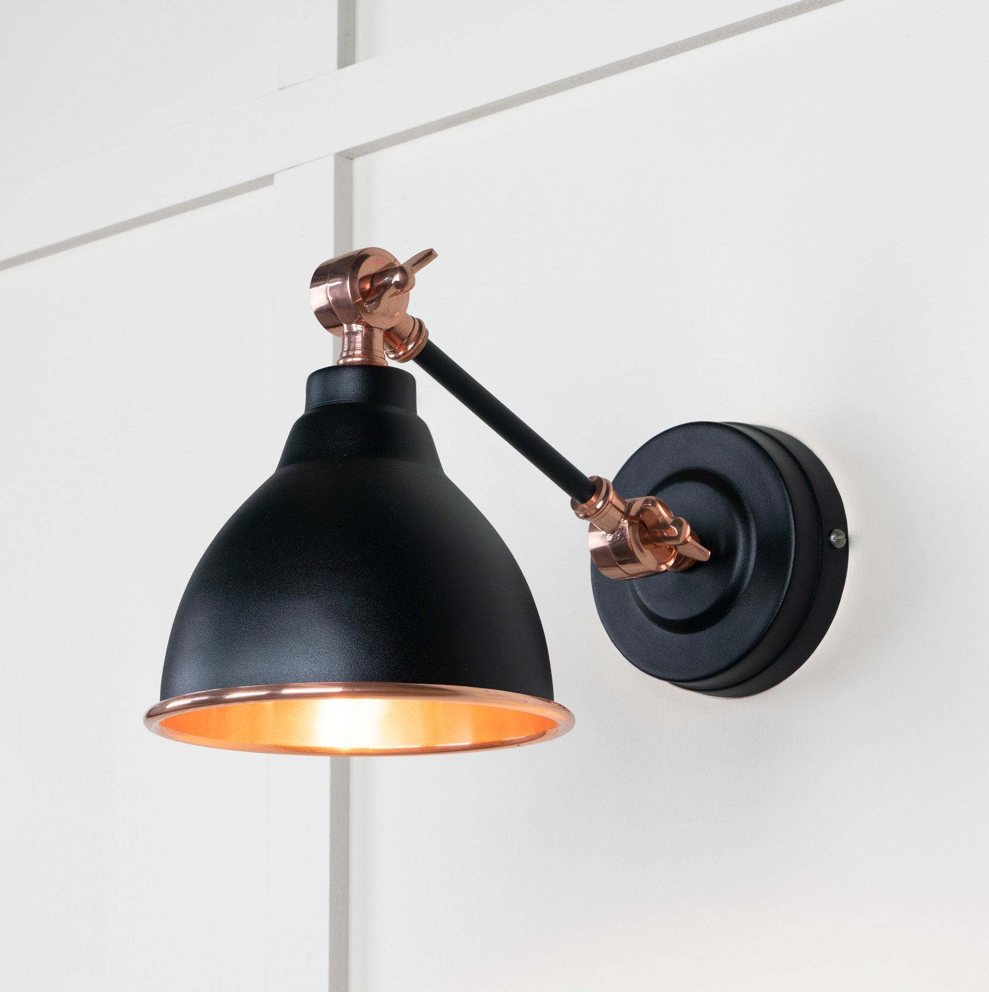 Smooth Copper Brindley Wall Light | Smooth Copper Elan Black - From the Anvil - EB London
