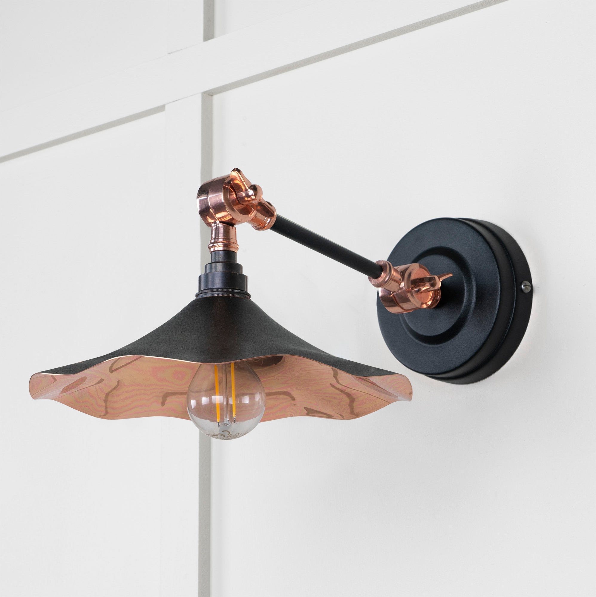 Smooth Copper Flora Wall Light | Smooth Copper Elan Black - From the Anvil - EB London