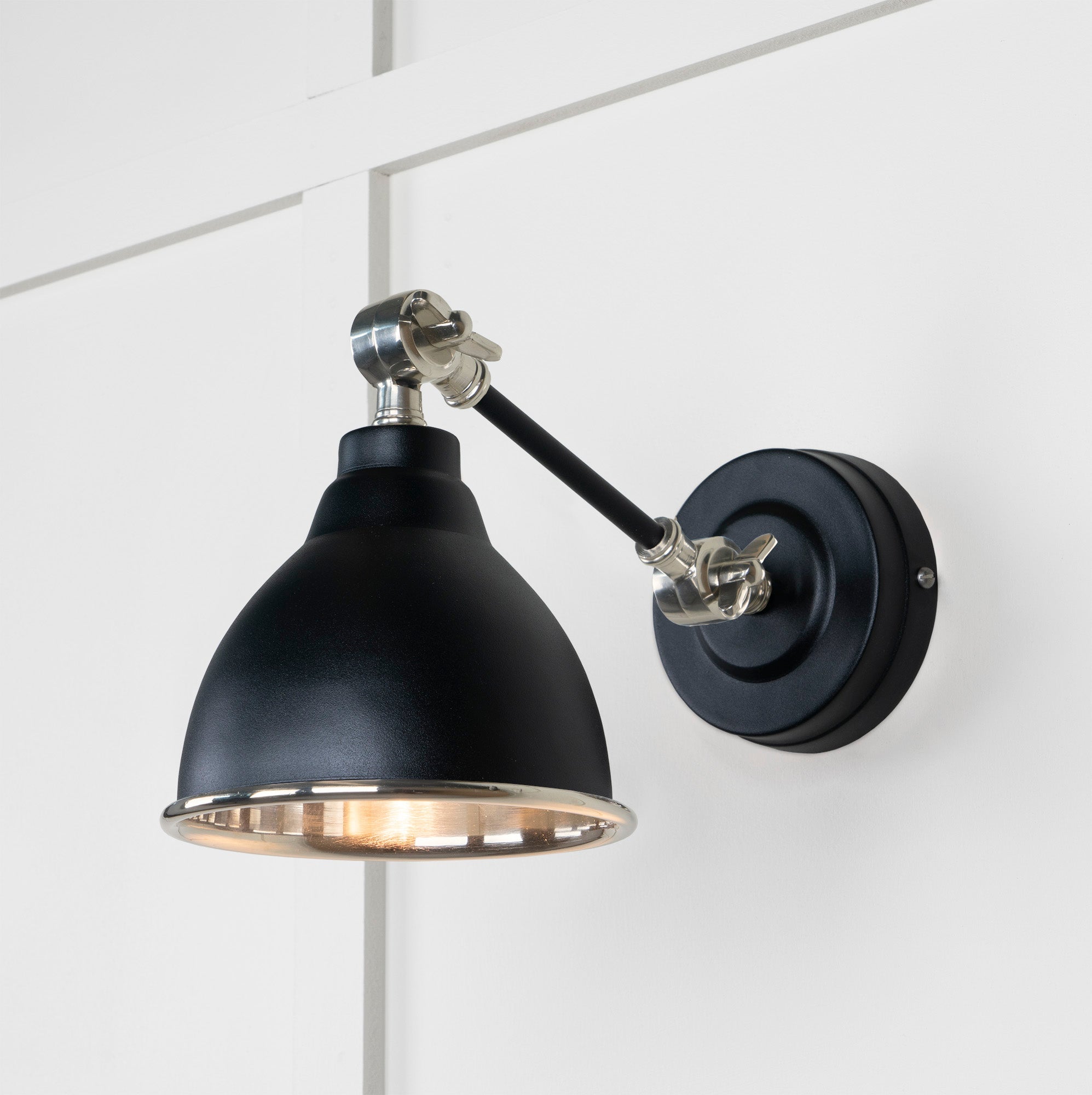 Smooth Nickel Brindley Wall Light | Smooth Nickel Elan Black - From the Anvil - EB London