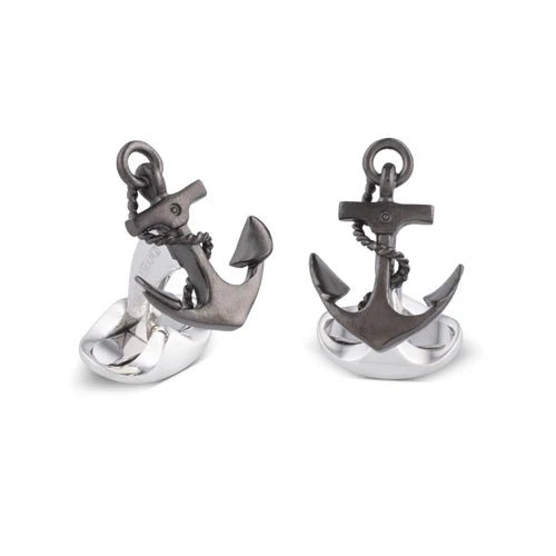 Sterling Silver Anchor Cufflinks with Oxidised Finish – Deakin & Francis - EB London