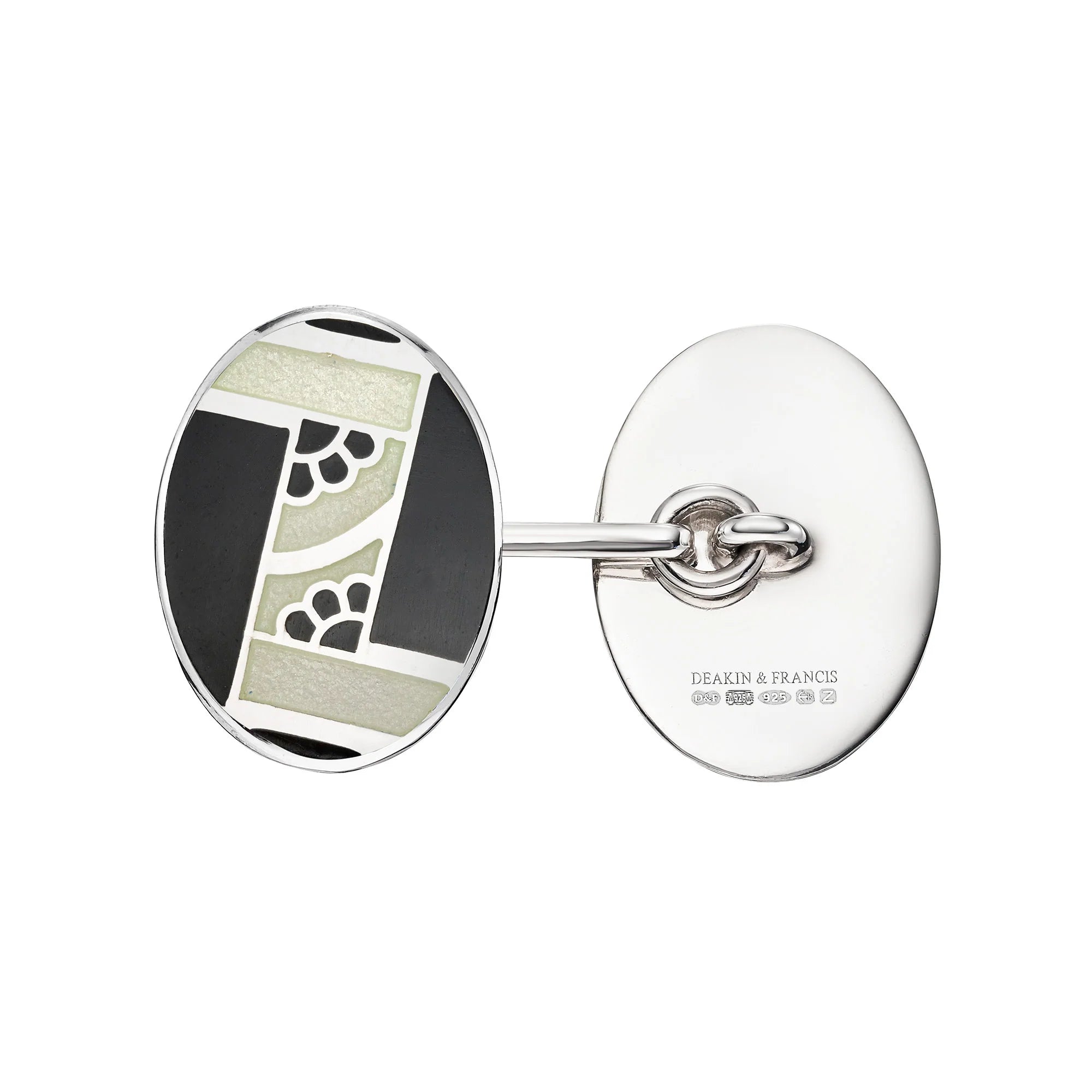 Silver Art Deco Jazz Age Cufflinks with Enamel Detail - Deakin & Francis | EB London