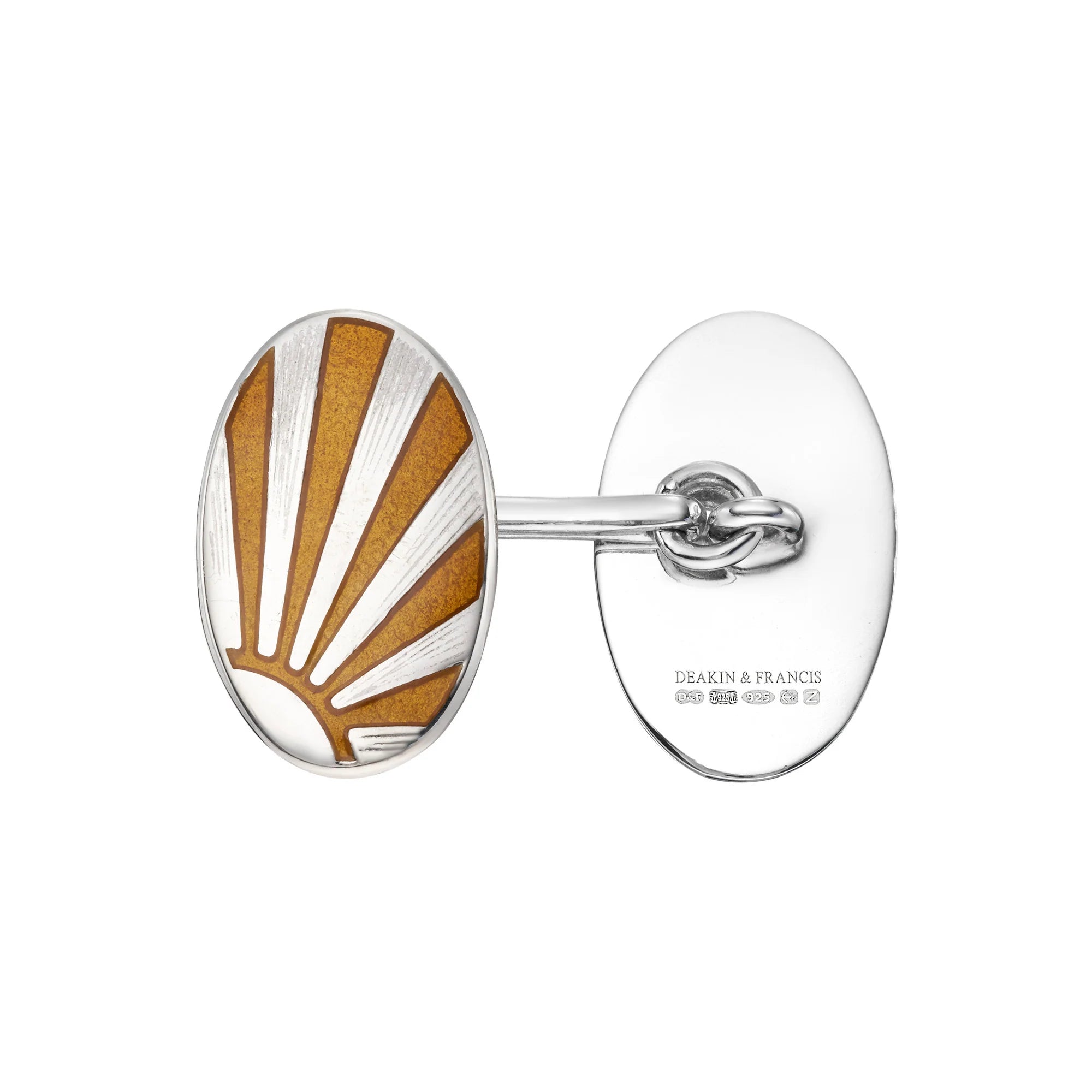 Silver Art Deco Oval Sunburst Cufflinks with Enamel - Deakin & Francis | EB London