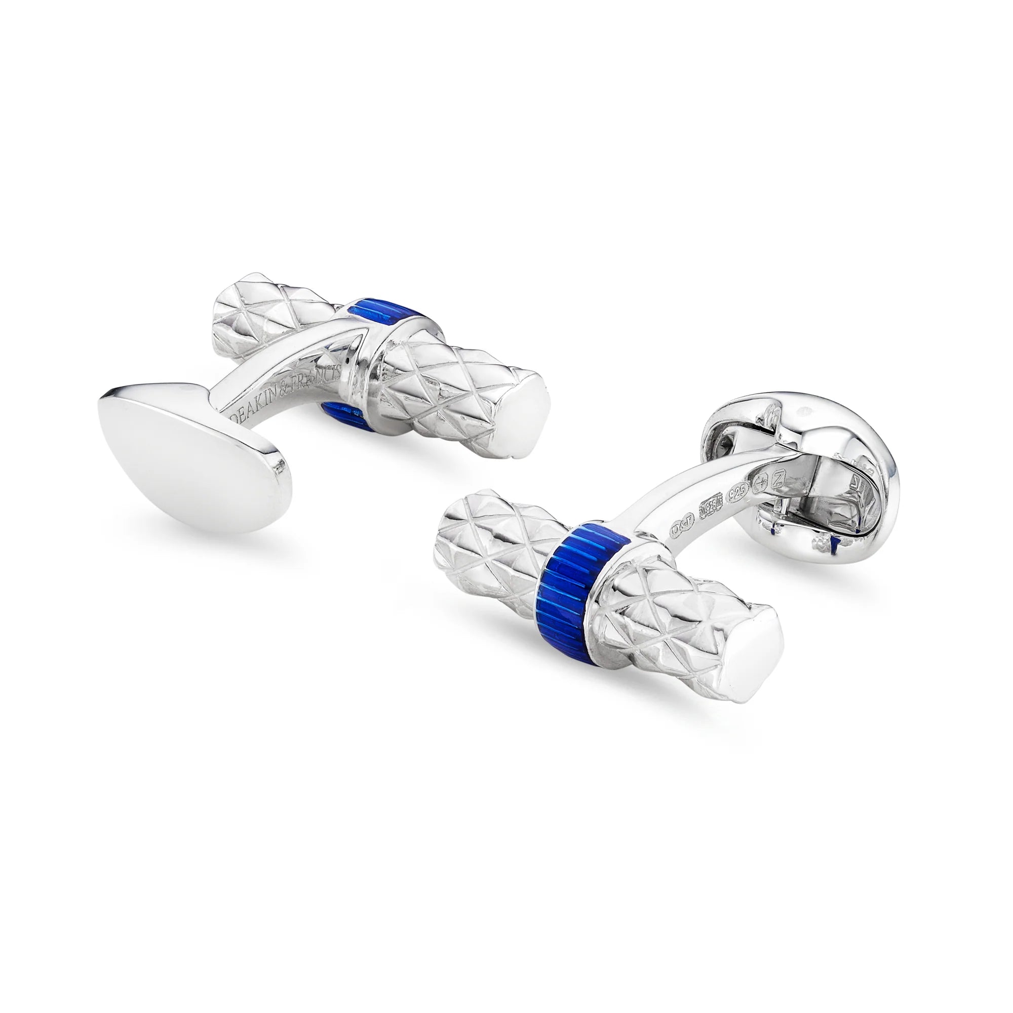 Sterling Silver Bar Cufflinks with Blue Enamel Centre – Deakin & Francis - EB London
