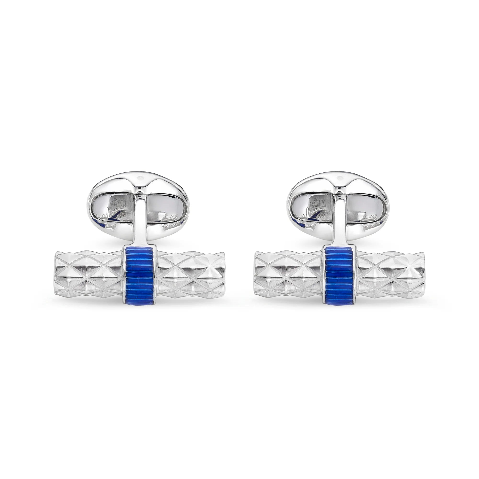 Sterling Silver Bar Cufflinks with Blue Enamel Centre – Deakin & Francis - EB London