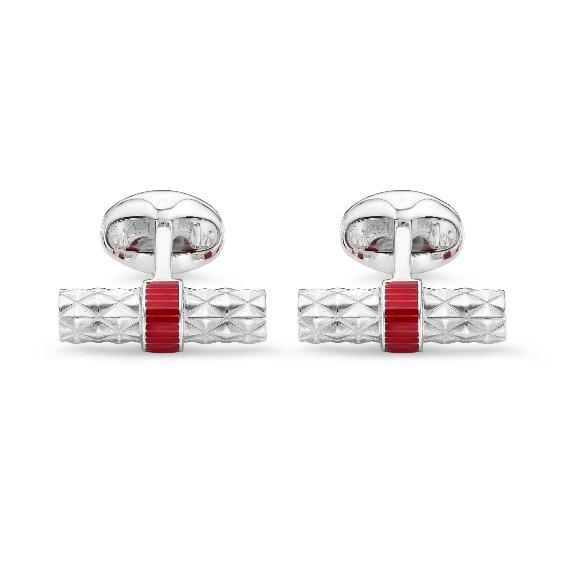 Sterling Silver Bar Cufflinks with Red Enamel Centre – Deakin & Francis - EB London