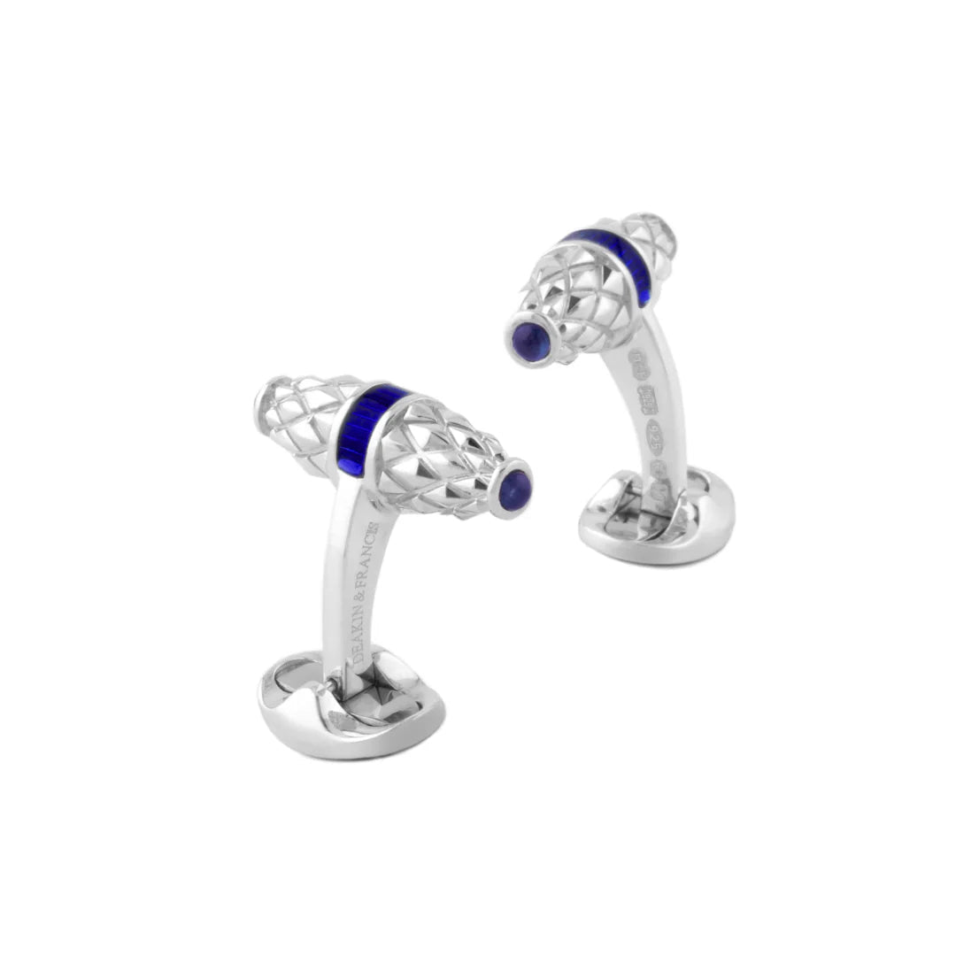 Sterling Silver Bar Cufflinks with Blue Enamel & Sapphire – Deakin & Francis - EB London
