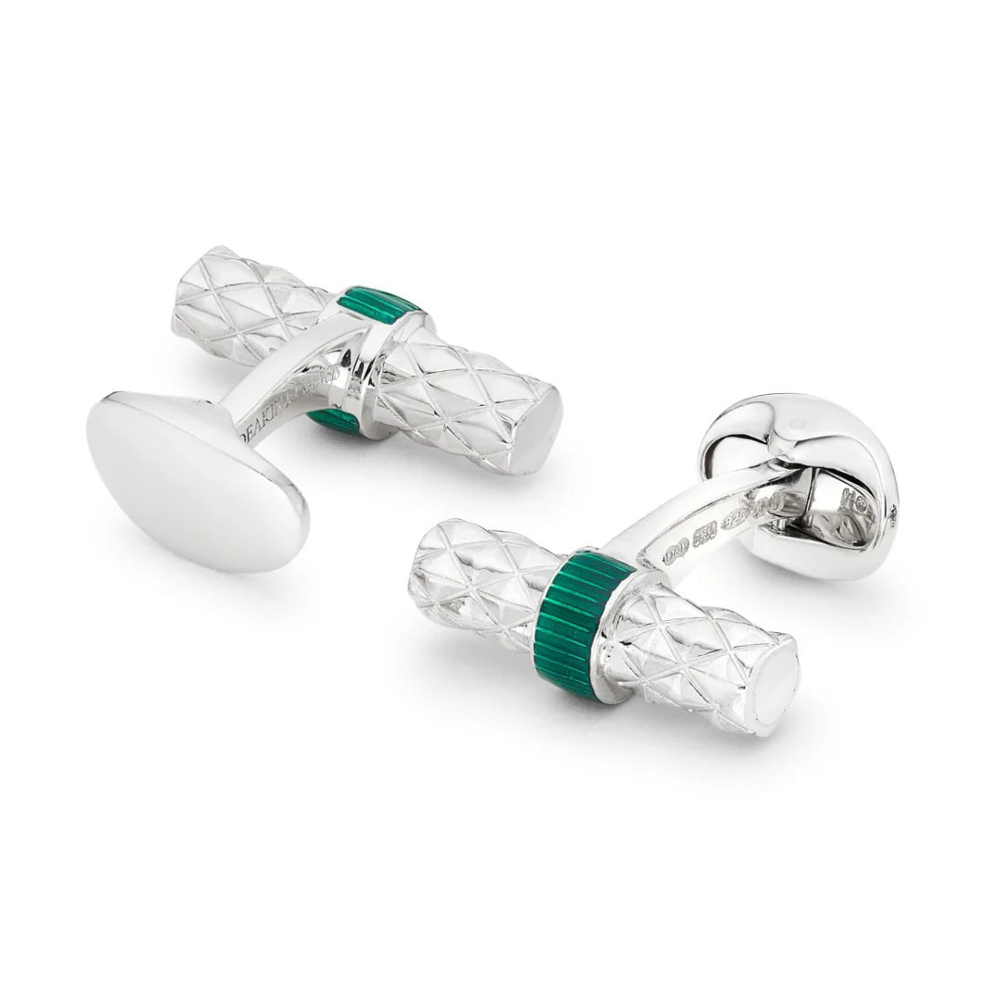 Sterling Silver Bar Cufflinks with Green Enamel Centre – Deakin & Francis - EB London