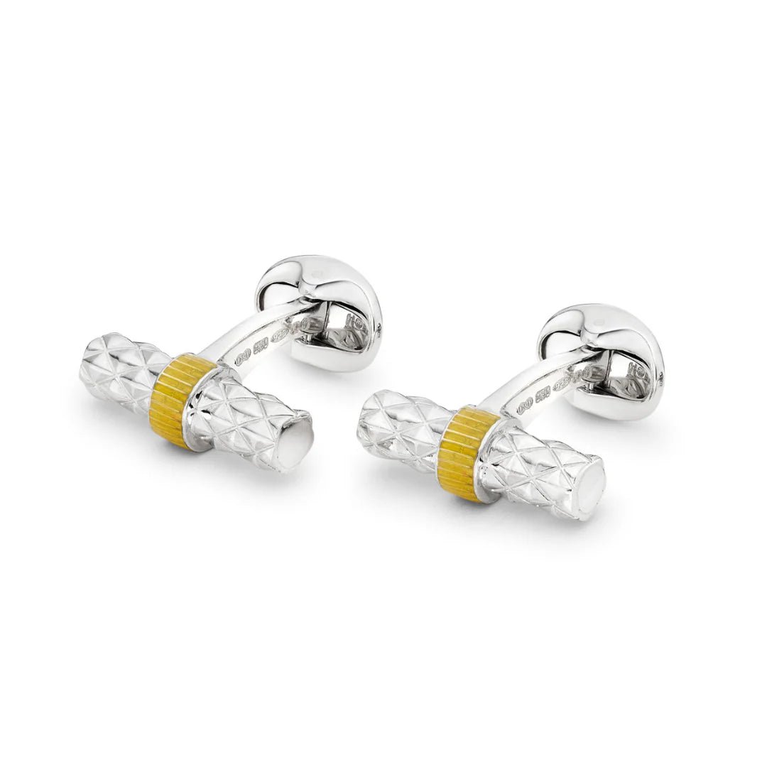Sterling Silver Bar Cufflinks with Yellow Enamel Centre – Deakin & Francis - EB London
