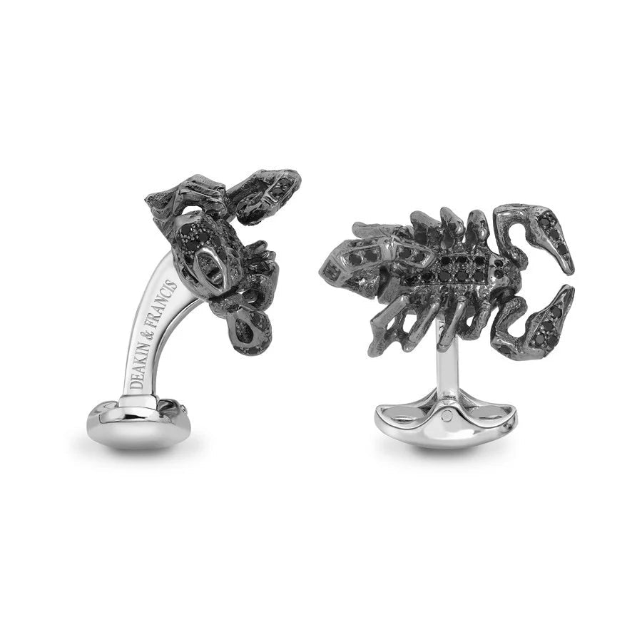 Sterling Silver Black Spinel Scorpion Cufflinks - Deakin & Francis - EB London