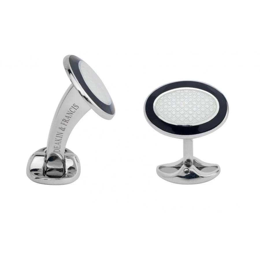 Luxury Sterling Silver Black & White Enamel Cufflinks - Deakin & Francis | EB London